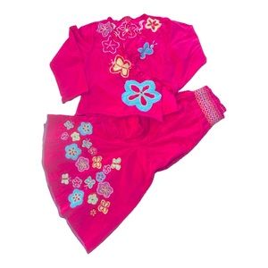 Boutique MIM-PI RARE Vintage Butterfly Wrap Top & Pant Set -Size 128-US 8